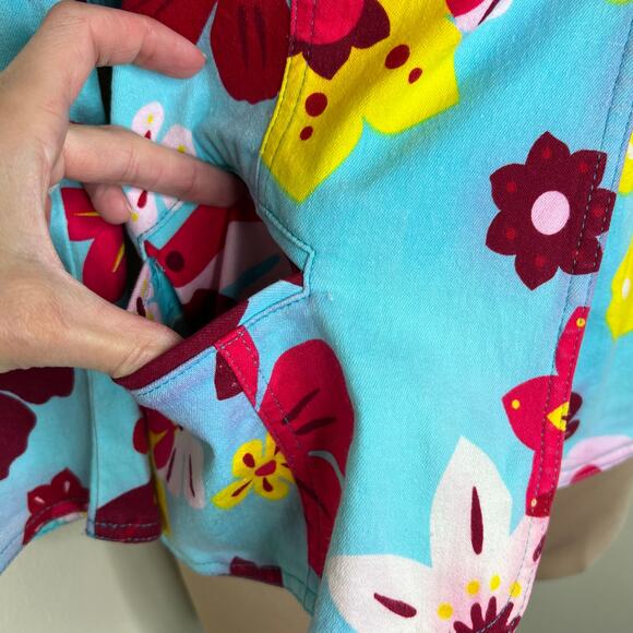 Moschino Jeans Jacket 10 Womens Blazer Colorful Retro Floral Designer Logo Italy - Picture 5 of 12